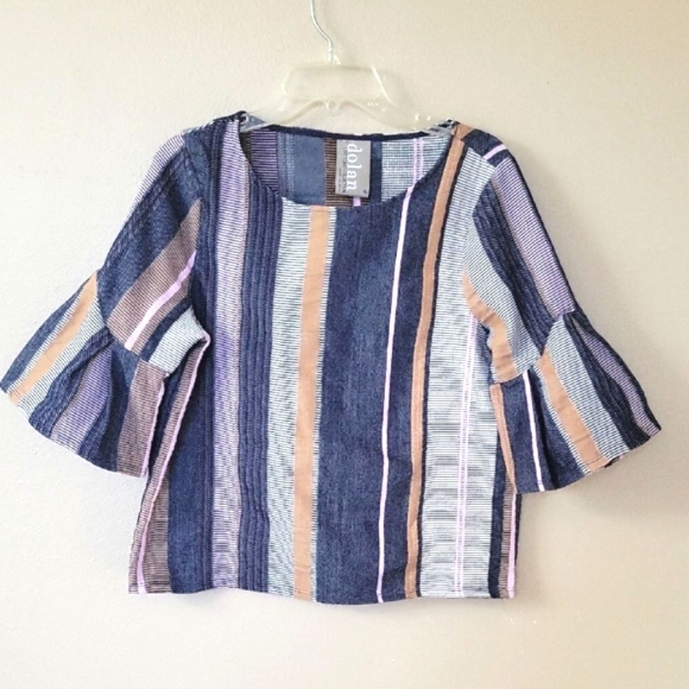 Anthropologie Dolan Left Coast Collection Striped Bell Sleeve Jacquard Top
